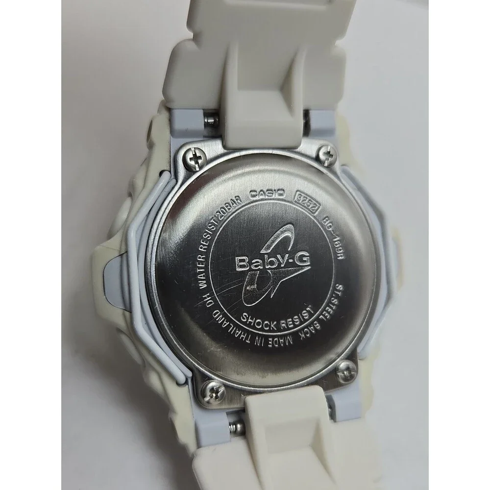 Casio Baby G Shock White Silver Digital Womens Y2K Sports 43mm Watch Alarm Timer